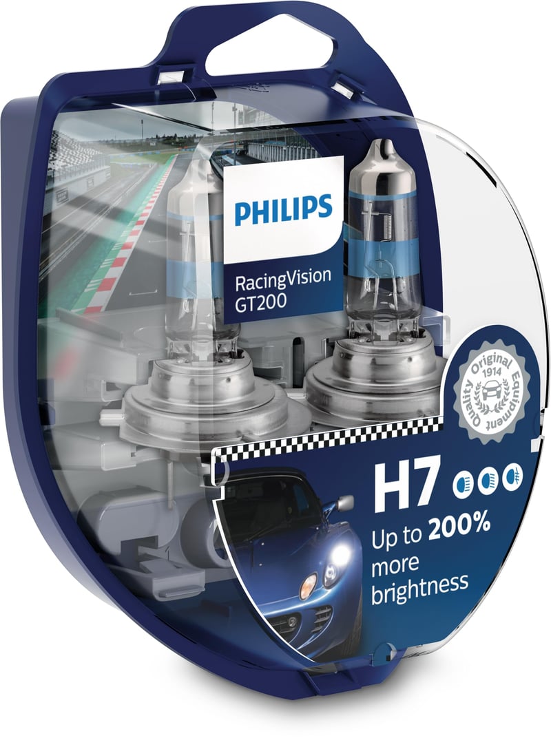 Philips RacingVision GT200 H7 fényszóró izzó +200% - 2 db