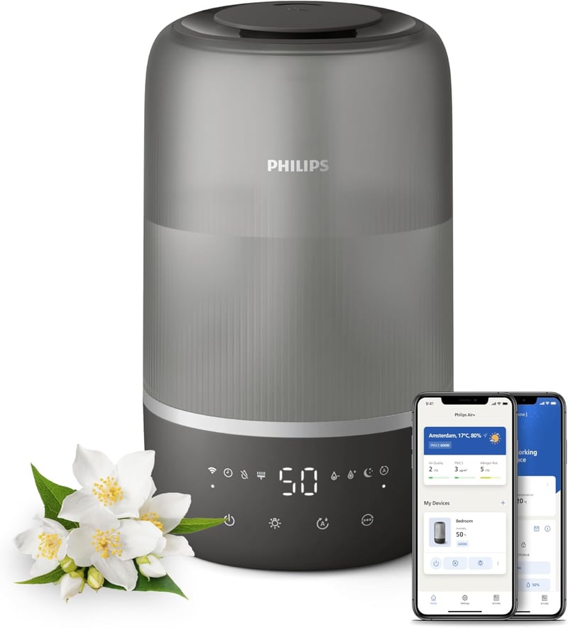 Philips Smart Párásító 41m² - Aromaterápia, Éjszakai Lámpa, Csendes Alvás Funkció