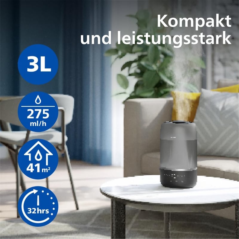 Philips Smart Párásító 41m² - Aromaterápia, Éjszakai Lámpa, Csendes Alvás Funkció