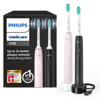 Periuță de dinți sonică electrică Philips Sonicare 3100, set de două – Negru și Sugar Rose – Senzor de presiune și temporizator – HX3675/15 1