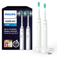 Elektrická zubná kefka Philips Sonicare 3100 HX3675/13, sonická zubná kefka, so snímačom tlaku a časovačom, biela, balenie 2 ks 1