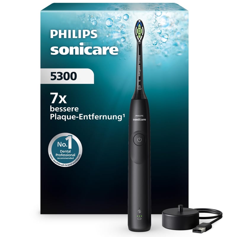 Periuță de dinți electrică Philips Sonicare 5300 HX7101/01 - 2 trepte de intensitate, senzor de presiune, EasyStart, Smartimer, BrushPacer, negru