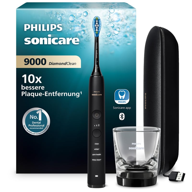 Elektrická zubná kefka Philips Sonicare DiamondClean 9000 HX9911/09, čierna, 4 režimy čistenia, 3 intenzity, snímač tlaku