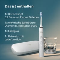 Periuță de dinți electrică Philips Sonicare DiamondClean 9000 HX9911/27, albă, aplicație, senzor de presiune, 4 moduri de curățare, 3 intensități, pahar de încărcare și etui de călătorie USB 9
