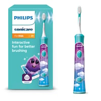 Periuță de dinți electrică pentru copii Philips Sonicare For Kids HX6322/04, cu tehnologie sonică, funcții SmarTimer și QuadPacer, turcoaz 1