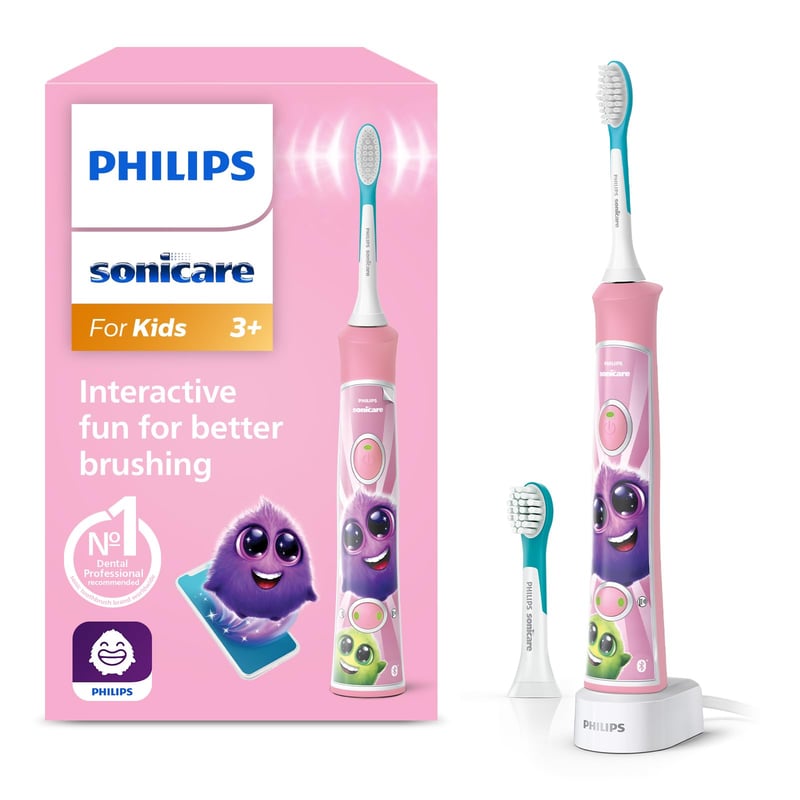 Periuță de dinți electrică pentru copii Philips Sonicare For Kids HX6352/42, de la 3 ani, aplicație, SmarTimer, QuadPacer, roz