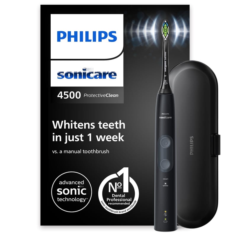Periuță de dinți electrică Philips Sonicare ProtectiveClean 4500 HX6830/53 - 2 moduri de curățare, senzor de presiune, cronometru, etui de călătorie, negru