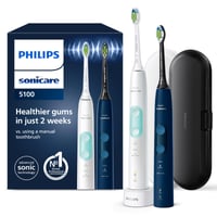 Set periuțe de dinți electrice Philips Sonicare ProtectiveClean 5100 HX6851/34 - 2 periuțe sonice, 3 moduri de curățare, senzor de presiune, etui de călătorie, alb/albastru 1