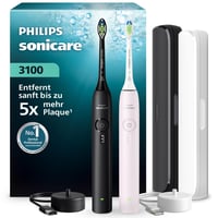 Periuță de dinți electrică Philips Sonicare Series 3100 HX4072/42 - Tehnologie sonică, senzor de presiune, 3 intensități, EasyStart, SmarTimer, 14 zile, etui de transport, negru și roz, 2 bucăți 1