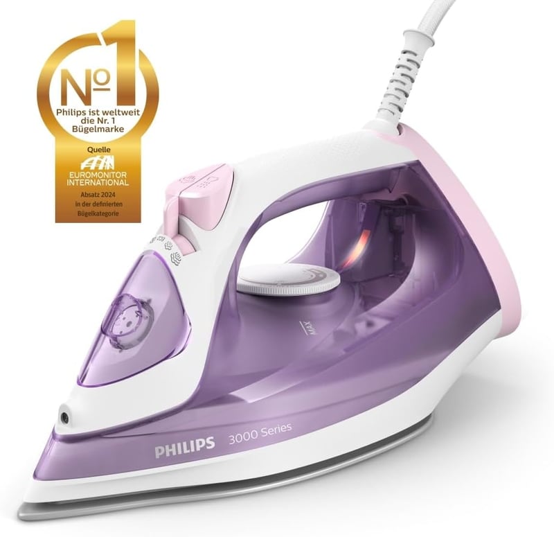 Philips Steam Iron 3000 gőzvasaló 2000W, 30g/perc gőzkibocsátás, lila-fehér