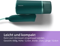 Philips STH3020 Hordozható Gőzölő 1000W Kompakt Összecsukható Sötétzöld 6