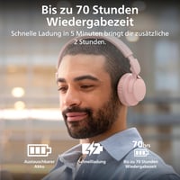 Slúchadlá na uši Philips TAH4000PK, 70 hodín prehrávania, Dynamic Bass, Bluetooth 6.0, Multipoint, Fast Pair, vymeniteľné náušníky a batéria, ružové 5