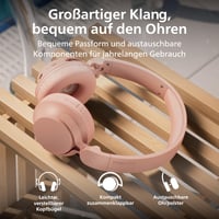 Slúchadlá na uši Philips TAH4000PK, 70 hodín prehrávania, Dynamic Bass, Bluetooth 6.0, Multipoint, Fast Pair, vymeniteľné náušníky a batéria, ružové 3