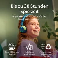 Căști wireless pentru copii Philips TAK4200CT Seria 4200 - Verde cristal, limitator de volum, partajare audio, 45 de ore, USB-C 5