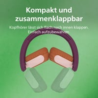 Detské Bluetooth slúchadlá Philips TAK4200MP radu 4200, skladacie, 45 hodín prehrávania, obmedzenie hlasitosti, zdieľanie zvuku, kábel USB-C, purpurová (Magenta Purple) 3