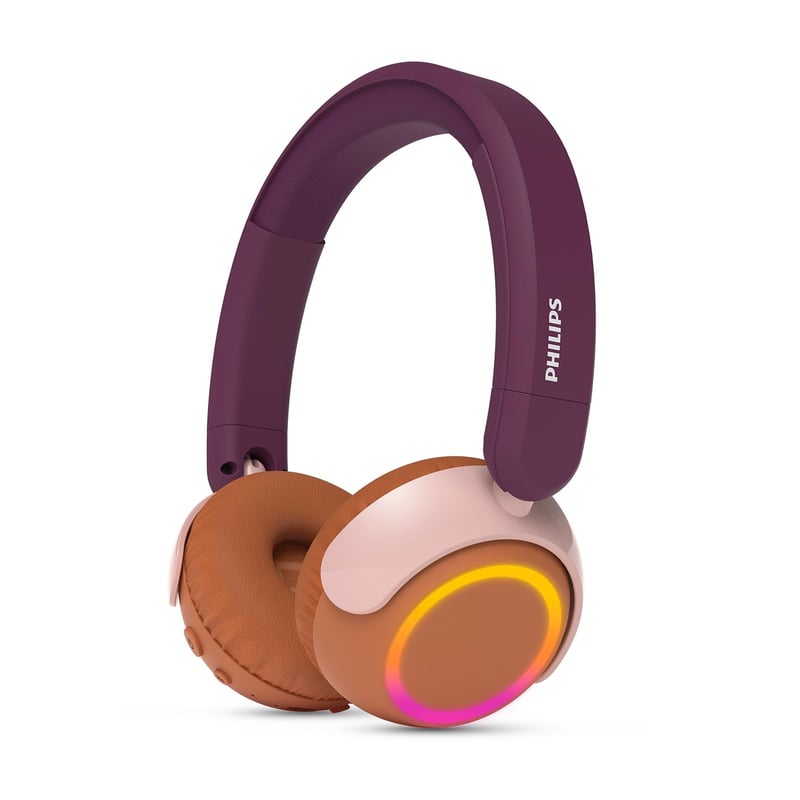 Detské Bluetooth slúchadlá Philips TAK4200MP radu 4200, skladacie, 45 hodín prehrávania, obmedzenie hlasitosti, zdieľanie zvuku, kábel USB-C, purpurová (Magenta Purple)