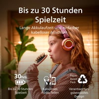 Detské Bluetooth slúchadlá Philips TAK4200MP radu 4200, skladacie, 45 hodín prehrávania, obmedzenie hlasitosti, zdieľanie zvuku, kábel USB-C, purpurová (Magenta Purple) 6