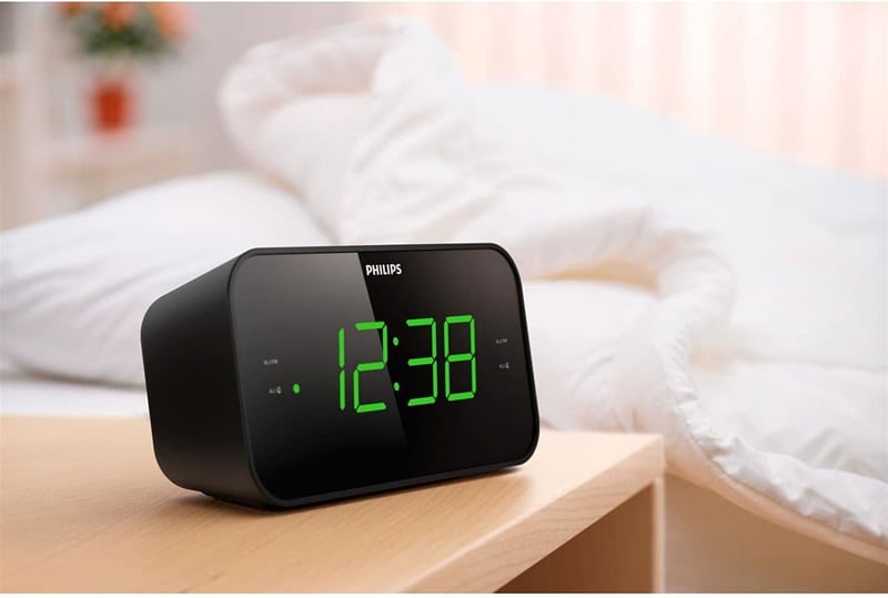 Philips TAR3306 Rádiós Ébresztőóra Nagy Kijelzővel, Dupla Riasztás és Alvásidőzítő - Black