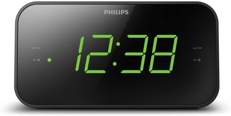 Philips TAR3306 Rádiós Ébresztőóra Nagy Kijelzővel, Dupla Riasztás és Alvásidőzítő - Black