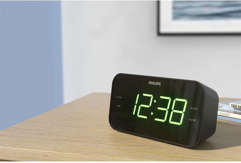 Philips TAR3306 Rádiós Ébresztőóra Nagy Kijelzővel, Dupla Riasztás és Alvásidőzítő - Black