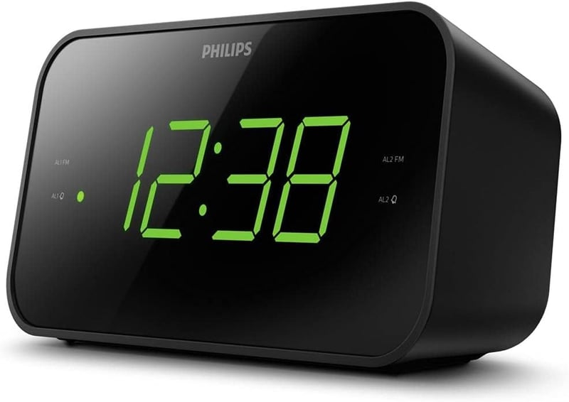 Philips TAR3306 Rádiós Ébresztőóra Nagy Kijelzővel, Dupla Riasztás és Alvásidőzítő - Black
