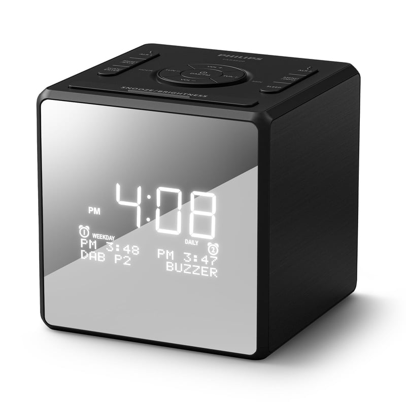 Radio cu alarmă Philips TAR4650 DAB+ FM cu funcție de alarmă dublă, port USB și cablu multiplu