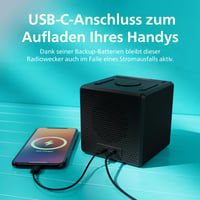 Radio cu alarmă Philips TAR4650 DAB+ FM cu funcție de alarmă dublă, port USB și cablu multiplu 6