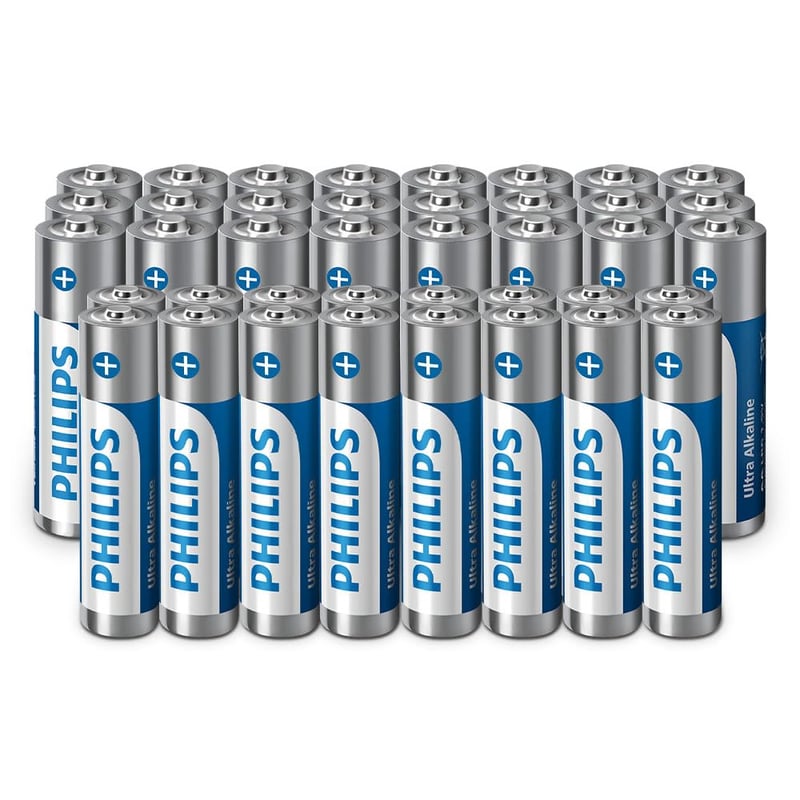Pachet Combo de Baterii Philips Ultra Alkaline AA și AAA - 40 de Baterii Alcaline Durabile pentru Toate Dispozitivele