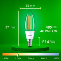 Philips Ultra Efficient LED žarulja E14 - zamjena za 40W, topla bijela, oblik svijeće, prozirna, 1 kom 10