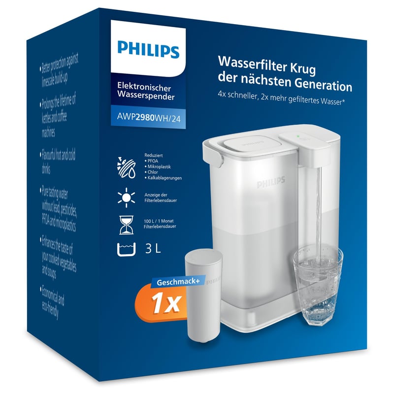 Philips dozator vode s filtracijom na dodir 3L - svježa i čista voda, s dodatkom za okus i filterom, bez BPA