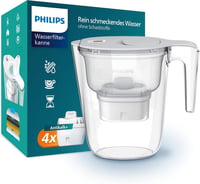 Cană filtrantă Philips + 4 filtre de schimb Anticalcar, debit rapid, temporizator electronic, reducere duritate apă 50%, 2,6 L 1
