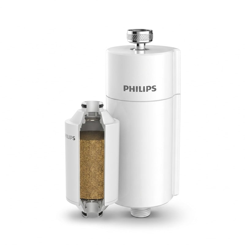Philips Water inline filtar za tuš – Smanjuje klor do 99%, kompatibilan sa svim crijevima i slavinama za tuš, bijeli