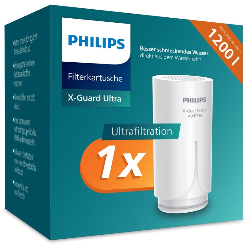 Philips Water Ontap AWP315/10 Ultrafiltracijski uložak za filtriranje vode – Filtrira klor, olovo, mikroplastiku i bakterije, kapacitet 1200 L