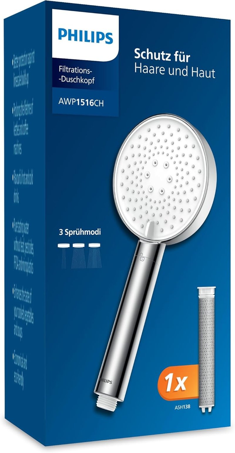 Philips zuhanyfej szűrővel, klórium eltávolítás, 3 spray mód, nyomásfokozó - Chrome