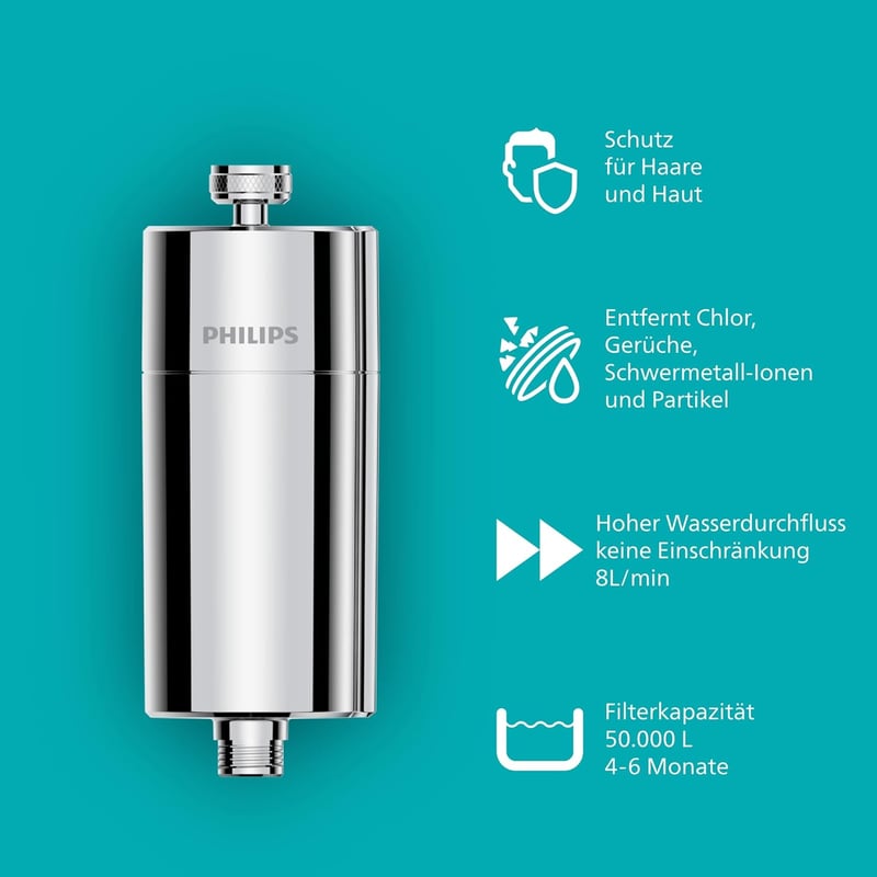 Philips Zuhanyszűrő - Vízszűrő Zuhanyhoz - 1 Filter, Chrome