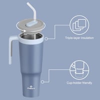 Philorn Termikus Ivópalack 1,2L Szívószállal, Rozsdamentes Acél Termoszos Pohár Fedéllel 3