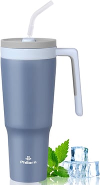 Philorn Termikus Ivópalack 1,2L Szívószállal, Rozsdamentes Acél Termoszos Pohár Fedéllel 1
