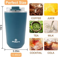 Philorn Termikus Kávésbögre 380ml Rozsdamentes Acél Szivárgásmentes Kék 6
