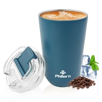 Termoska na kávu Philorn 380 ml, nehrdzavejúca oceľ, nepriepustná, modrá 1