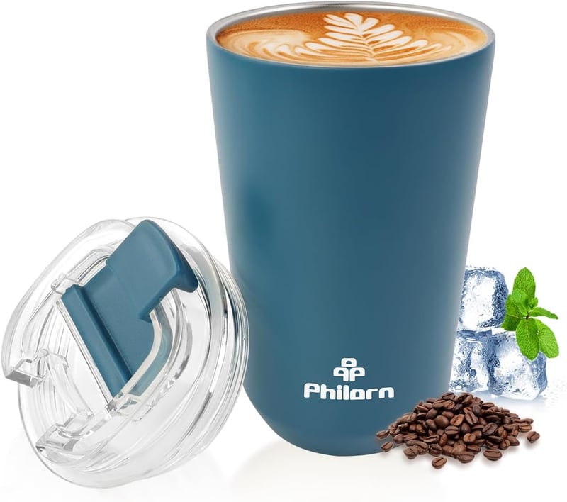 Philorn Termikus Kávésbögre 380ml Rozsdamentes Acél Szivárgásmentes Kék