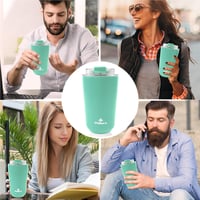 Philorn Termikus Kávéspohár 380ml Rozsdamentes Acél Zöld Szívódó Fedéllel 7