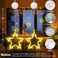 PhilzOps 4db LED csillag ablakdísz időzítővel, meleg fehér, elemmel működő karácsony 7