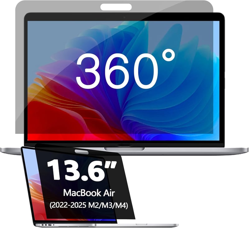 Phimoos 360° Adatvédelmi Képernyővédő Fólia MacBook Air 13.6/13" (2022-2025, M2, M3, M4) - Kékvényfény Szűrő, Ujjlenyomatmentes, Tükröződésg