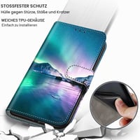 Kožené puzdro na telefón PHINIENLAND pre Samsung Galaxy A14 4G/5G – farba Aurora, s magnetickým zatváraním, priehradkou na karty a funkciou stojana 7