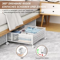 PHINOX Ágy alá tolható fém tárolódoboz görgőkkel - fehér - 40×60×16 cm - 4 db 3