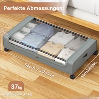 PHINOX ágy alá tolható tárolódoboz görgőkkel - szürke - 74x42x16 cm - 2 db 2