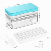 PHINOX Forma na ľadové kocky 64 kociek s viečkom, sada 2 podnosov, jednoduché vyklápanie, nepriepustná, na koktaily, whisky, kávu, modrá 5
