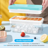 PHINOX Forma na ľadové kocky 64 kociek s viečkom, sada 2 podnosov, jednoduché vyklápanie, nepriepustná, na koktaily, whisky, kávu, modrá 4