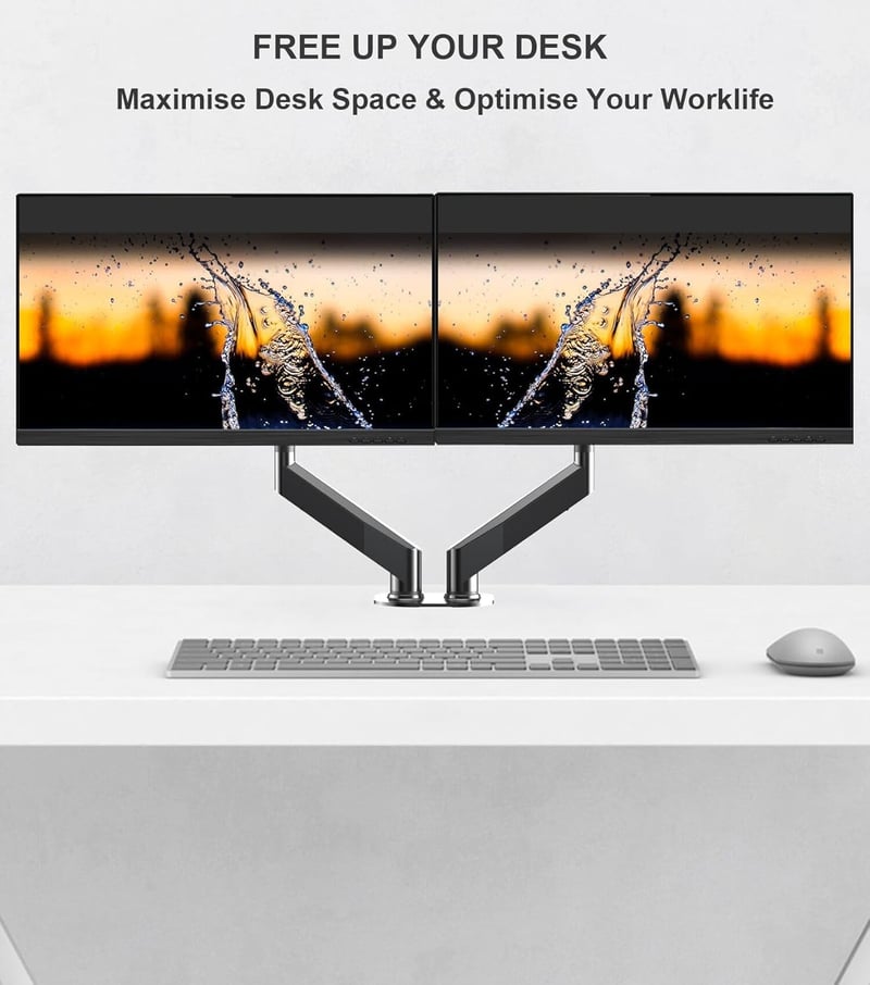 Pholiten Dual Monitor Stand 17-27" Gázrugós Monitortartó Két Képernyőhöz