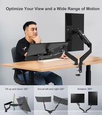 Pholiten Dual Monitor Stand 17-27" Gázrugós Monitortartó Két Képernyőhöz 4